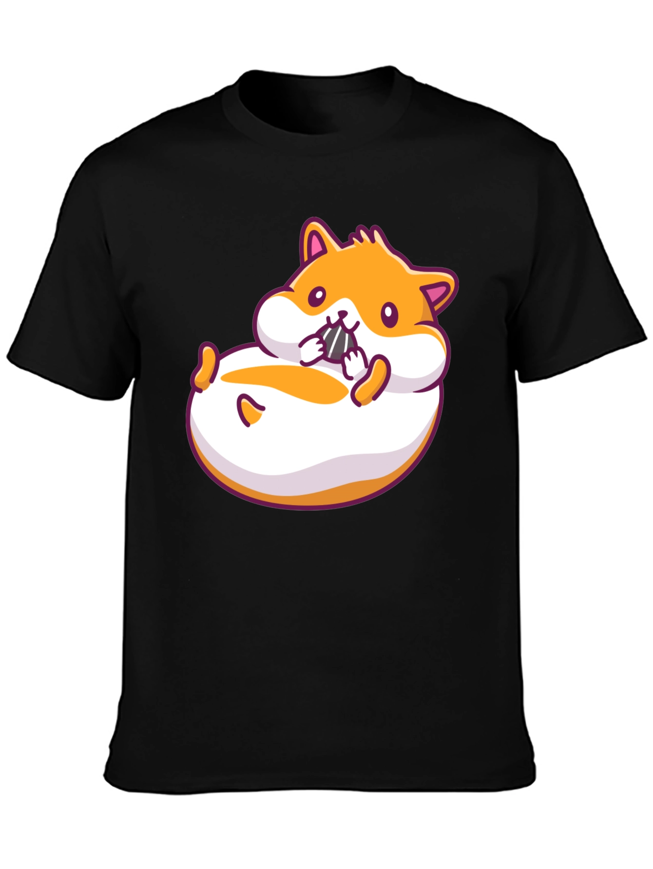 Hamster Cartoon Graphic Black T-Shirt