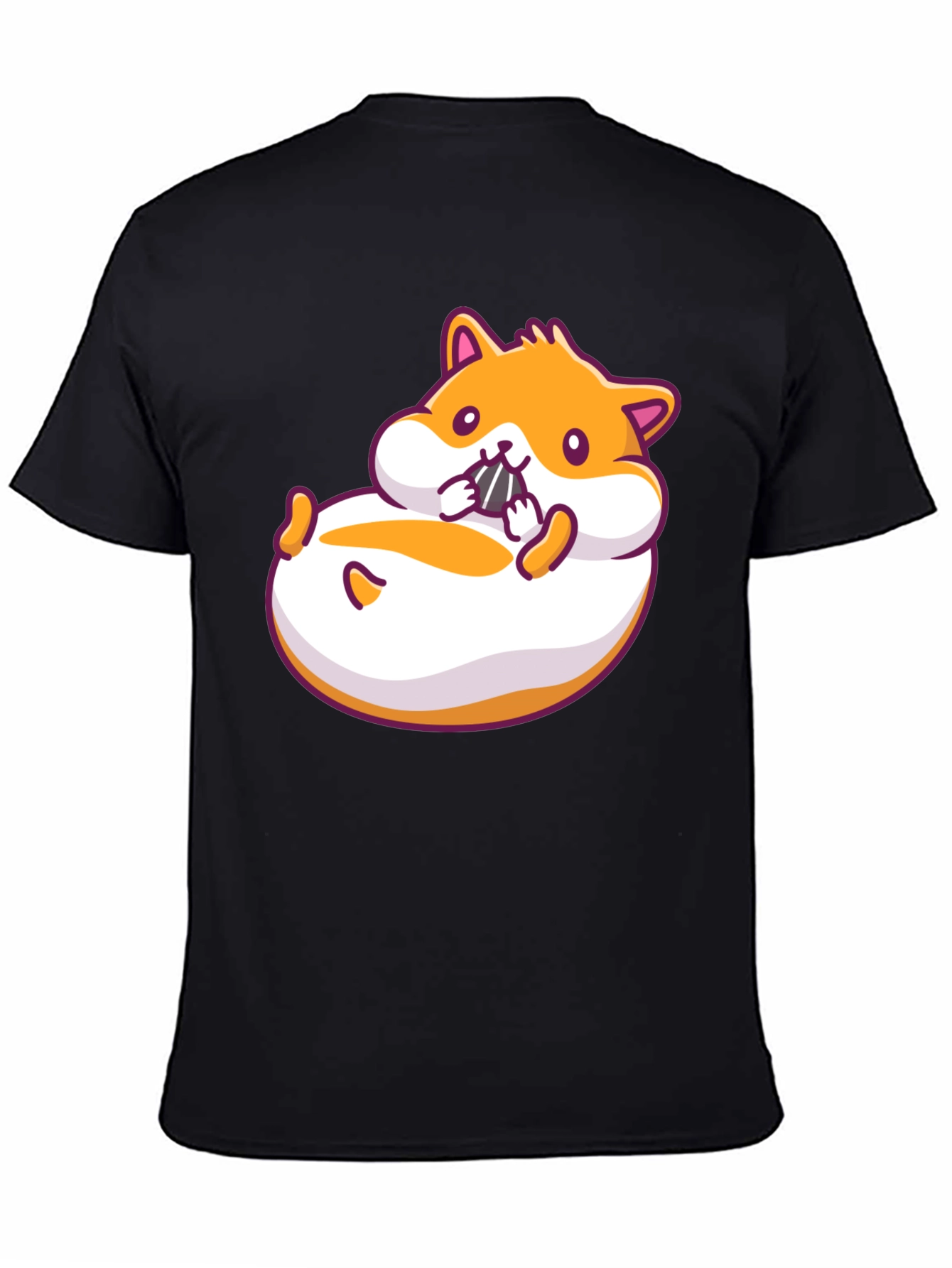 Hamster Cartoon Graphic Black T-Shirt