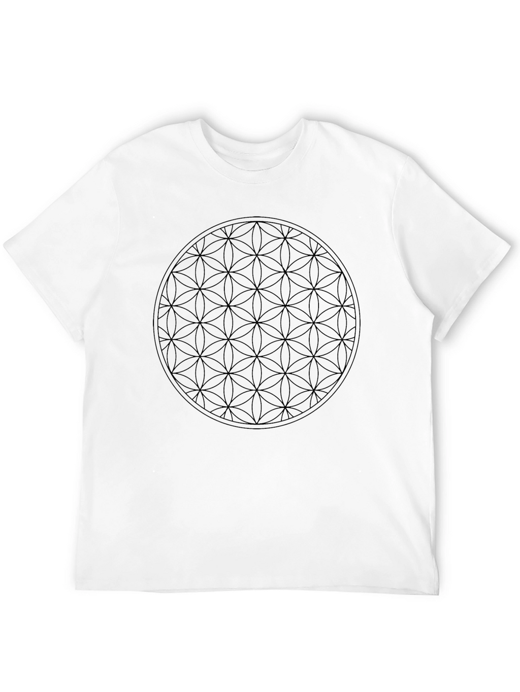 Geometric Flower of Life Graphic Tee - Black