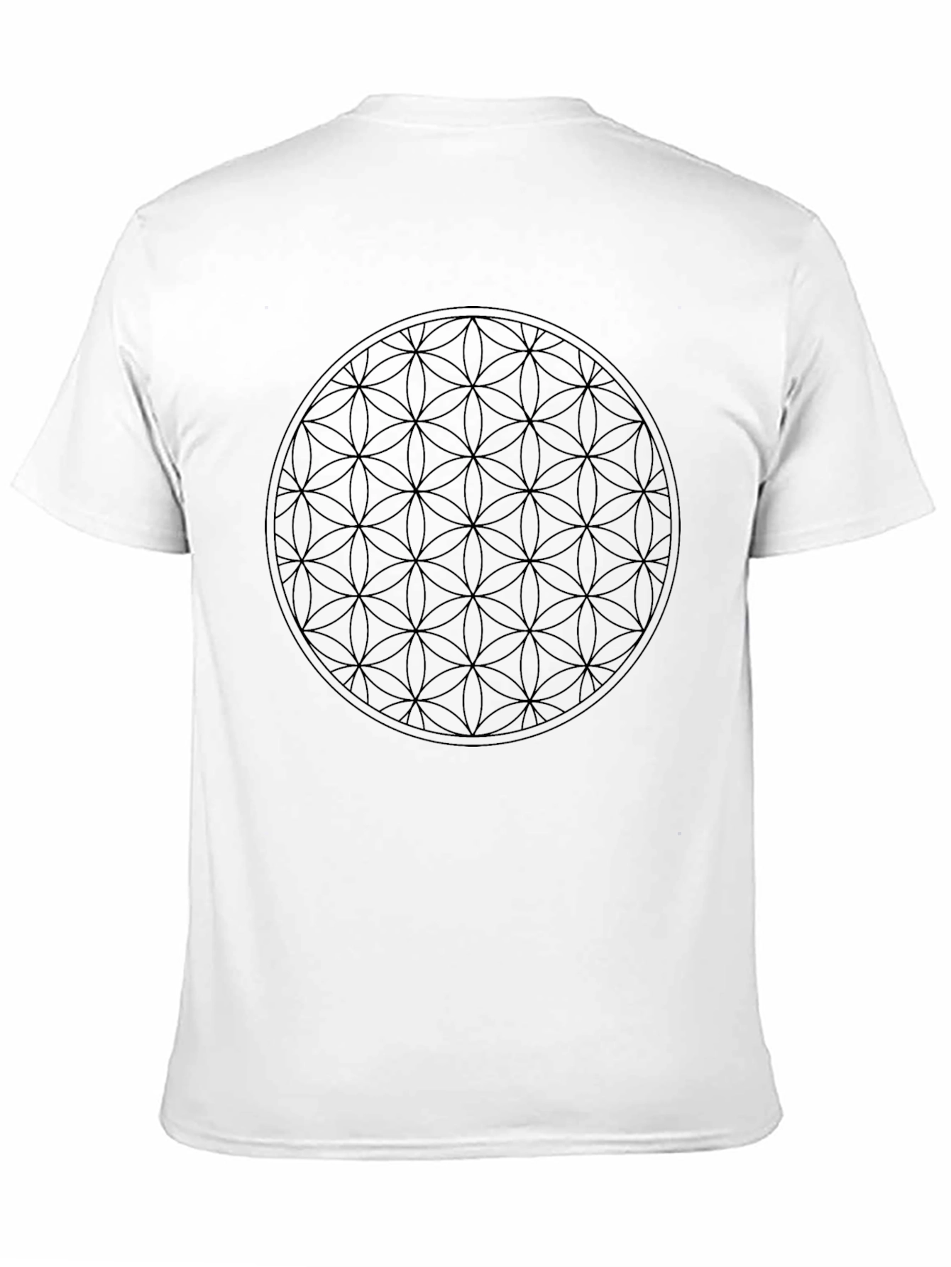 Geometric Flower of Life Graphic Tee - Black