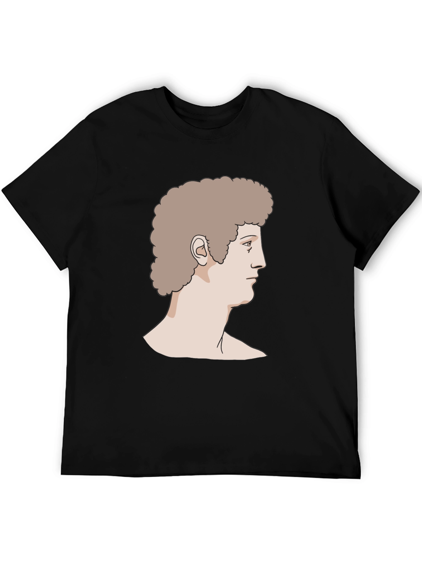 Retro Bust Graphic Print Black T-Shirt