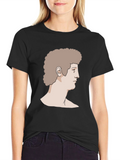 Retro Bust Graphic Print Black T-Shirt