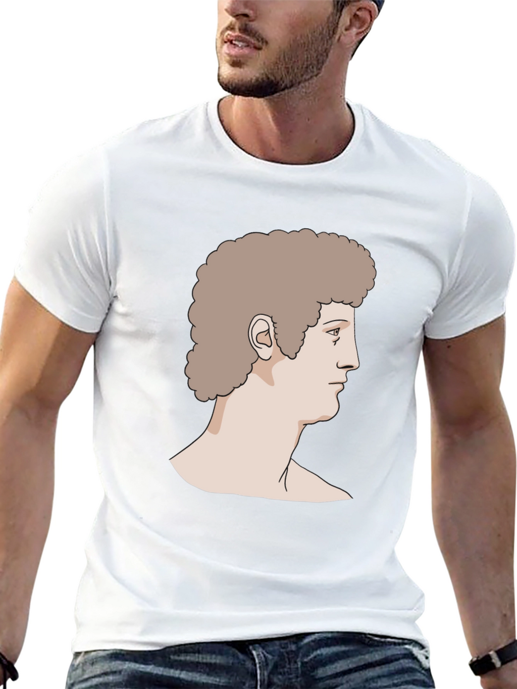 Retro Bust Graphic Print Black T-Shirt