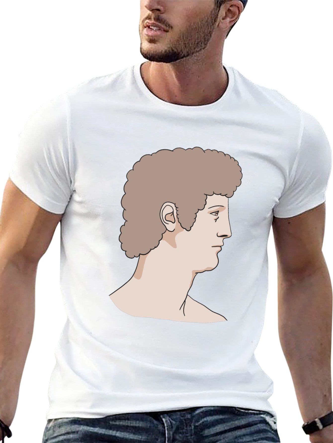 Retro Bust Graphic Print Black T-Shirt