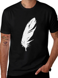 Feather Graphic Black T-Shirt - Modern Style