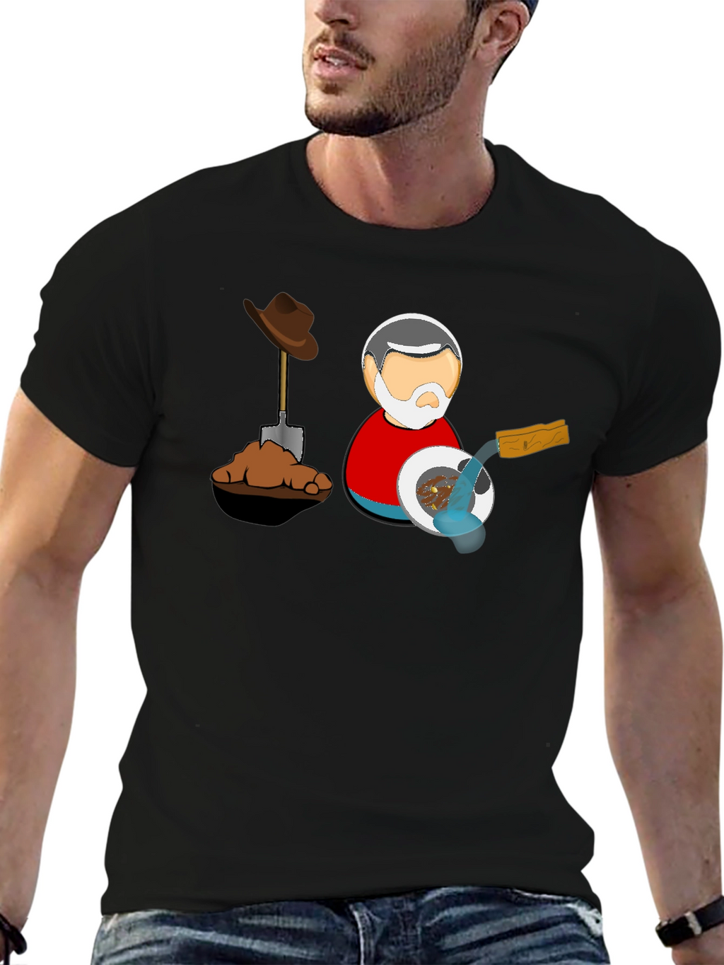 Gold Panning Black T-Shirt