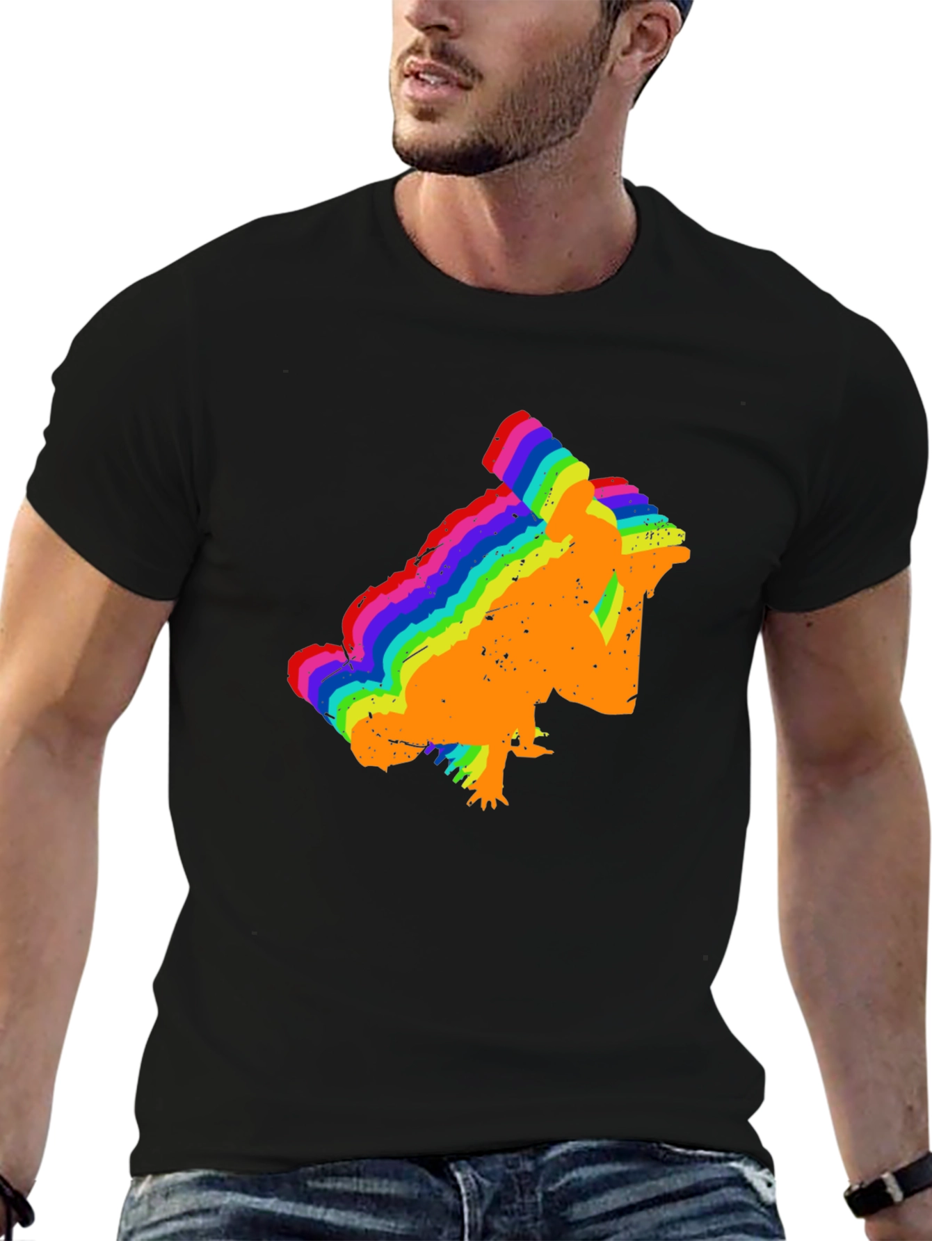 Rainbow Chameleon T-Shirt - Black