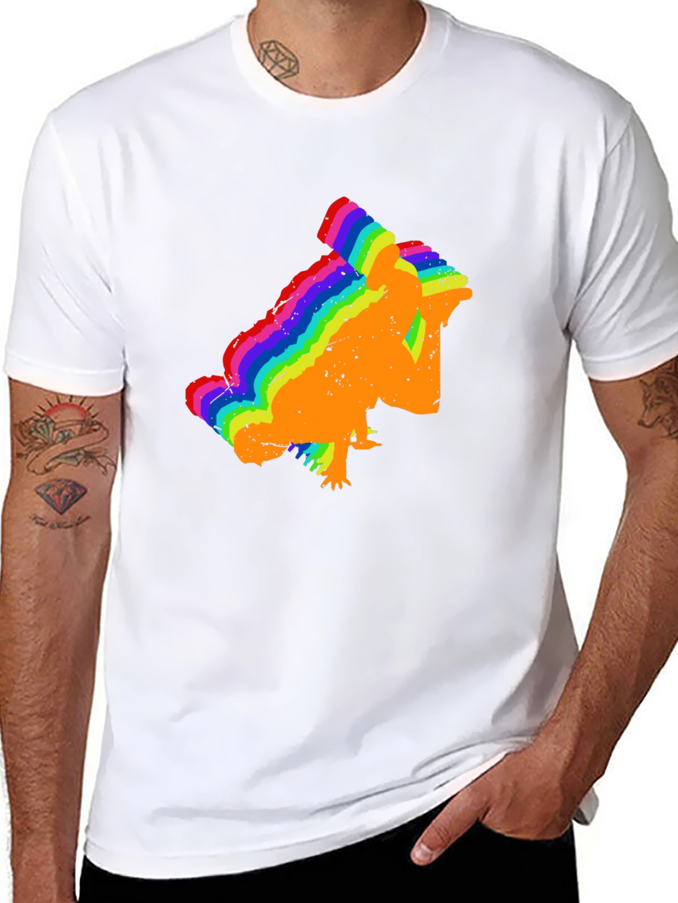 Rainbow Chameleon T-Shirt - Black