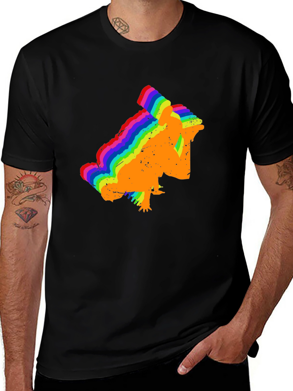 Rainbow Chameleon T-Shirt - Black