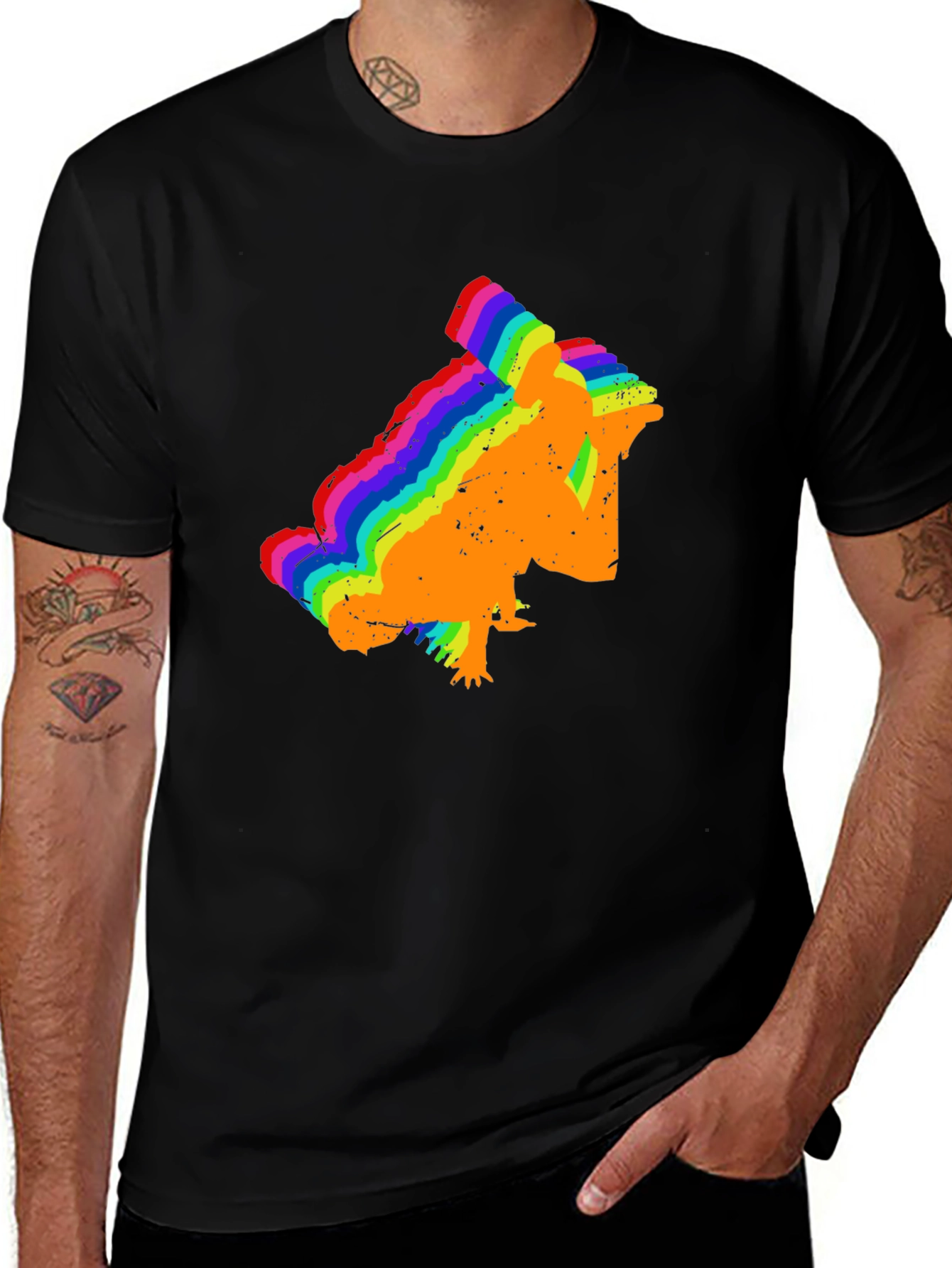 Rainbow Chameleon T-Shirt - Black