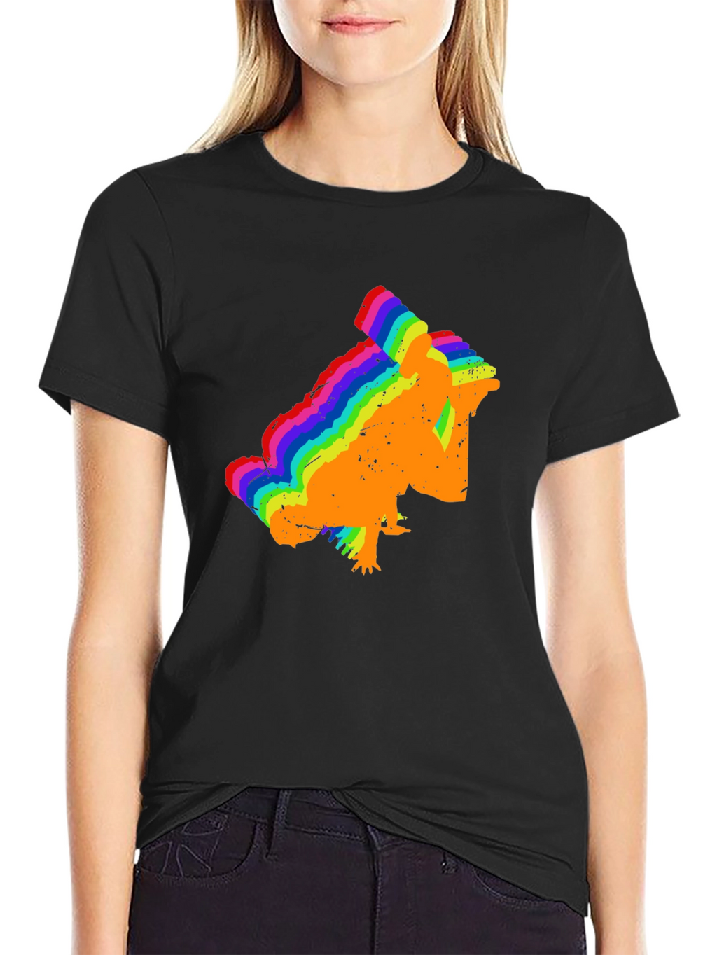 Rainbow Chameleon T-Shirt - Black