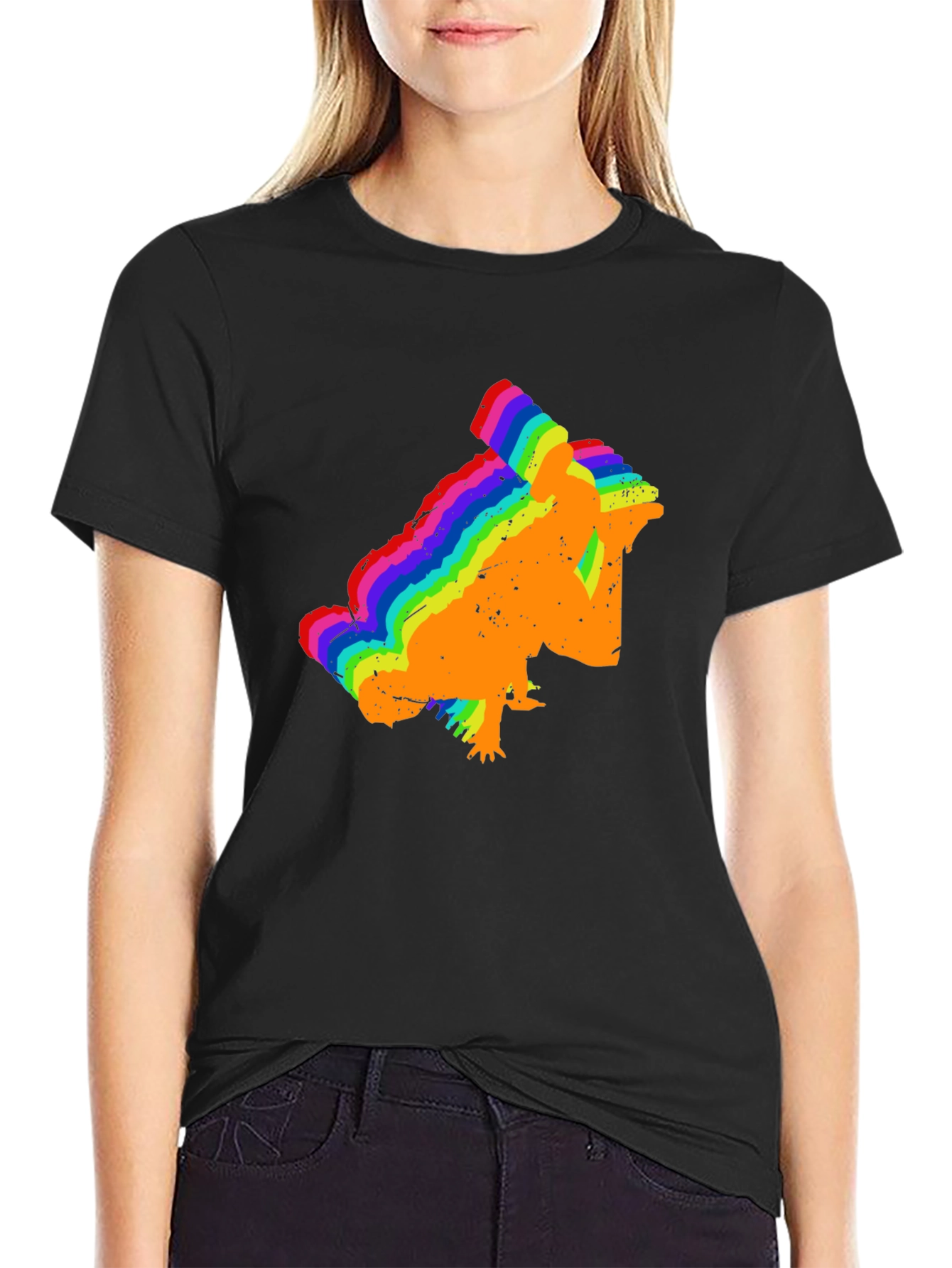 Rainbow Chameleon T-Shirt - Black