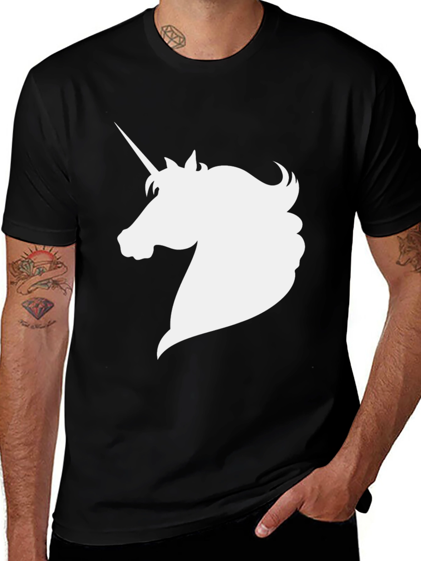 Unicorn Graphic Tee - Stylish Black Cotton T-Shirt