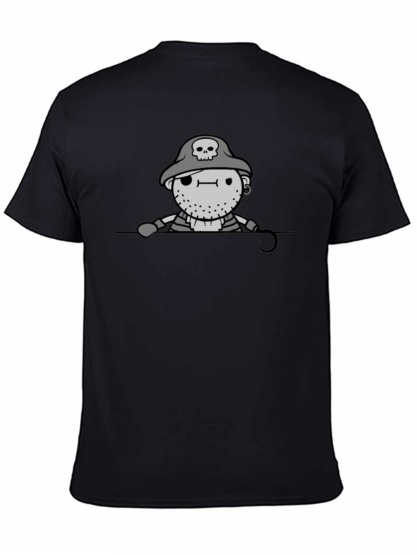 Pirate Cartoon Graphic Black T-Shirt