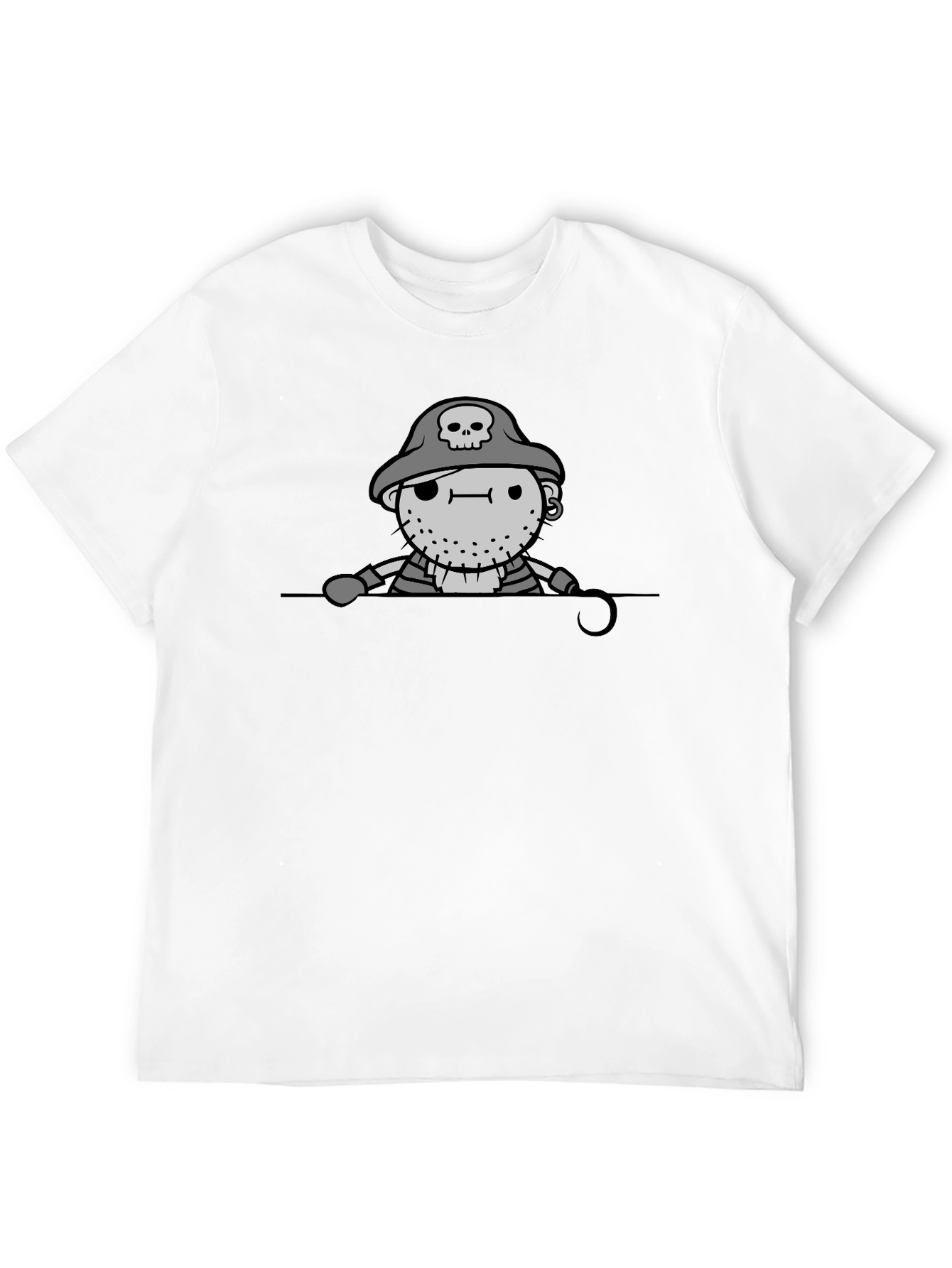 Pirate Cartoon Graphic Black T-Shirt