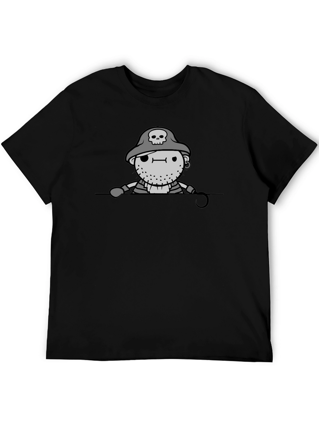 Pirate Cartoon Graphic Black T-Shirt