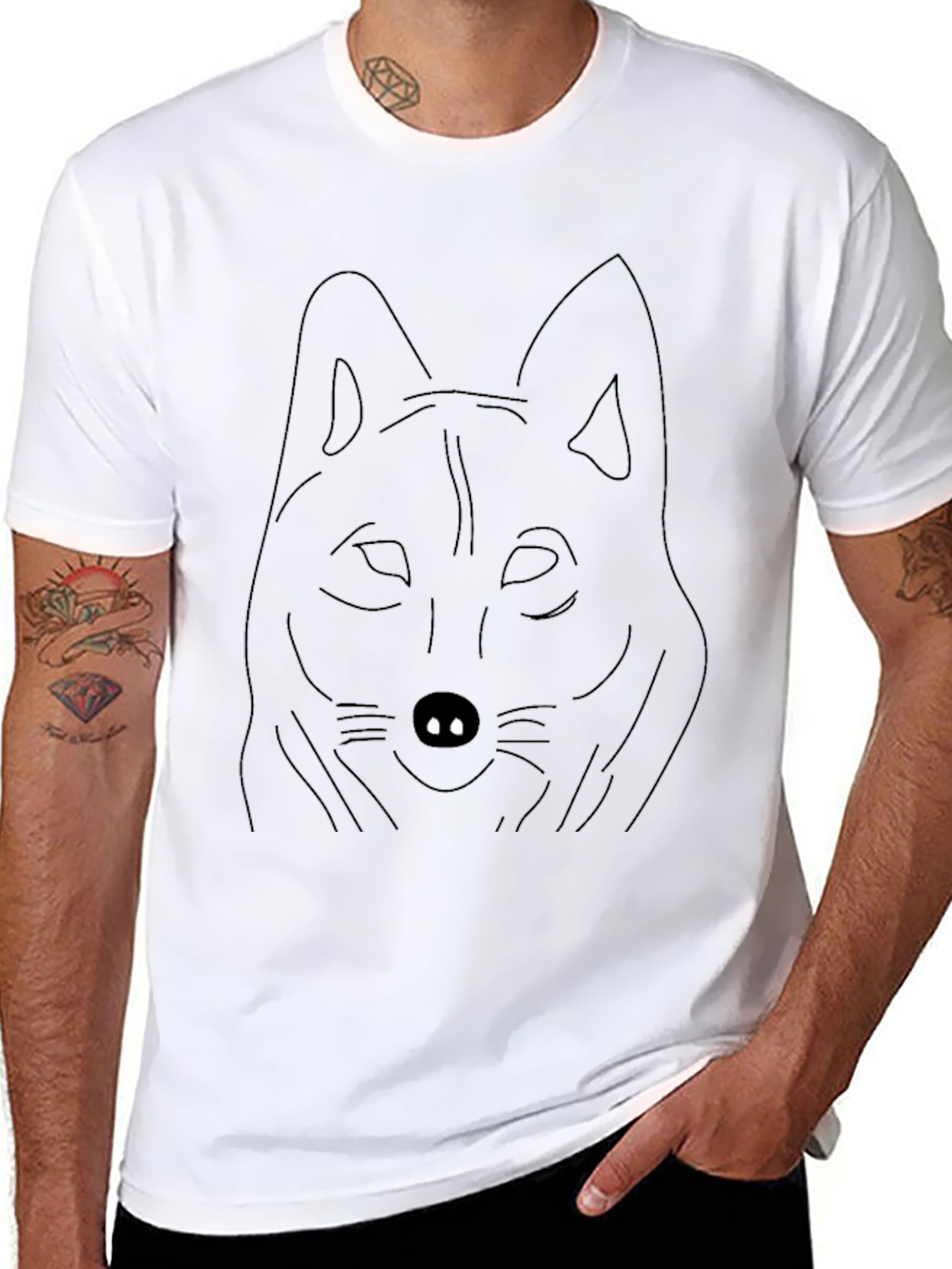Wolf Graphic Black T-Shirt - Unique Minimalist Design