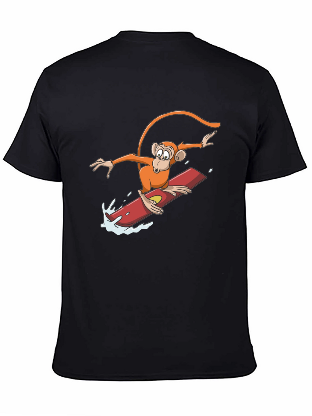 Surfing Monkey Graphic Tee - Black Cotton T-Shirt
