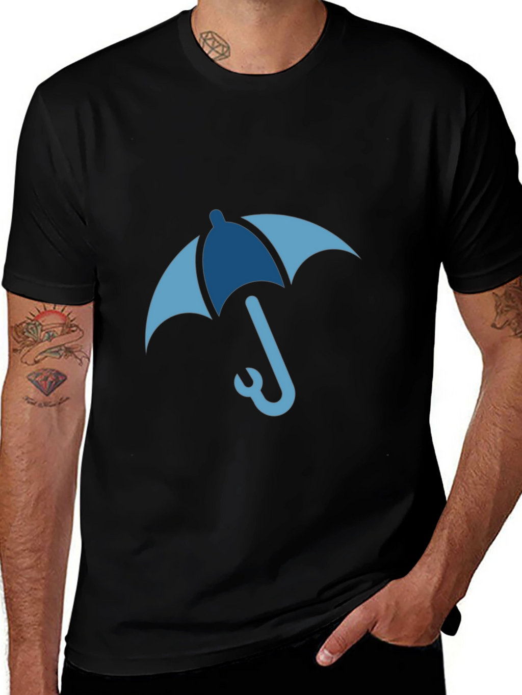 Blue Umbrella Graphic Tee - Stylish & Unique Design