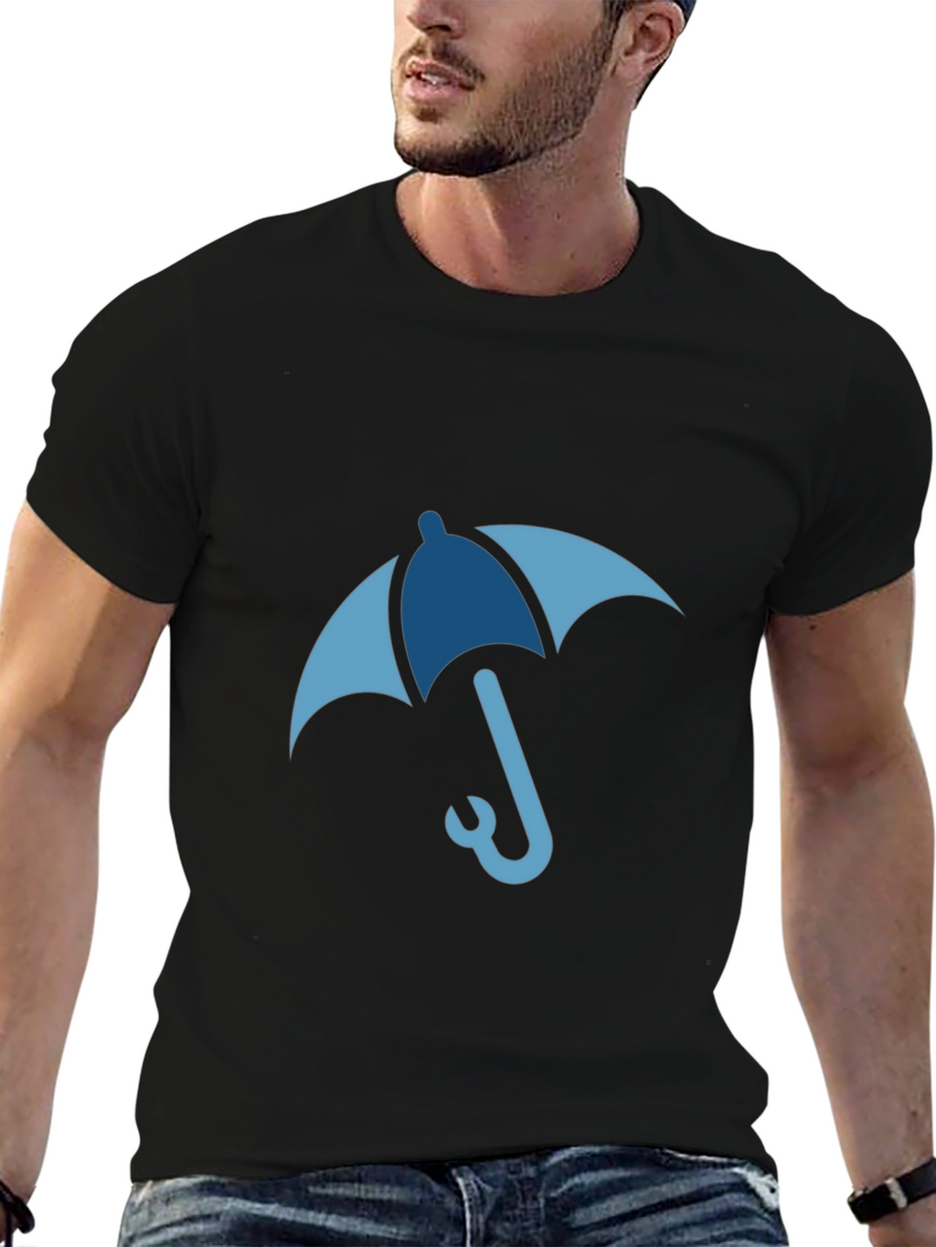 Blue Umbrella Graphic Tee - Stylish & Unique Design