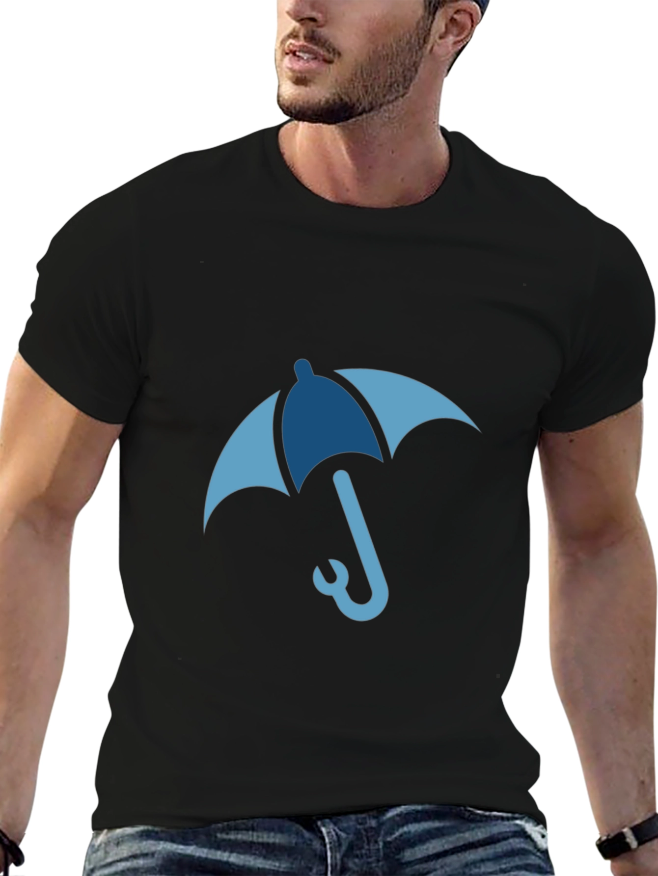 Blue Umbrella Graphic Tee - Stylish & Unique Design