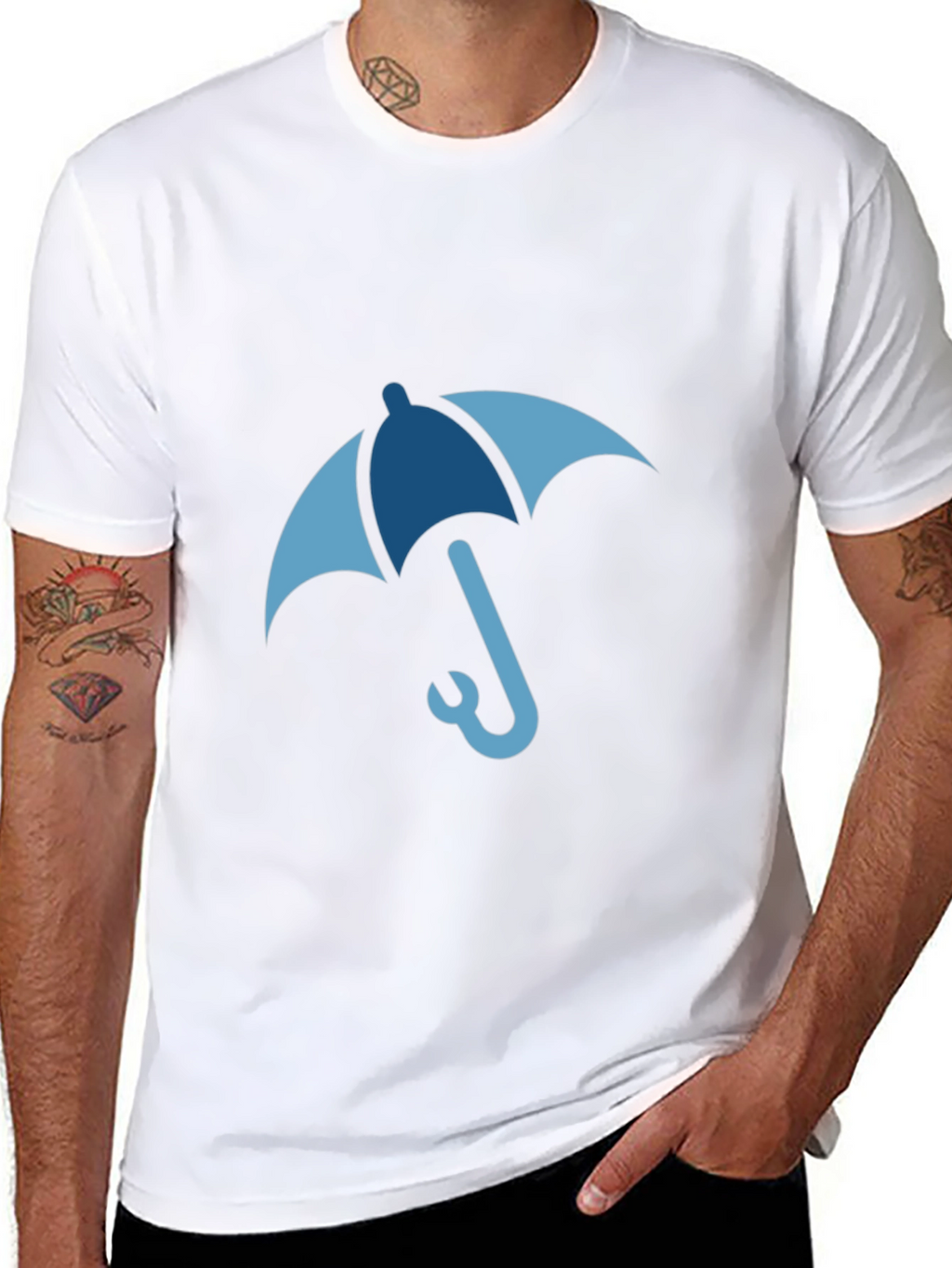 Blue Umbrella Graphic Tee - Stylish & Unique Design