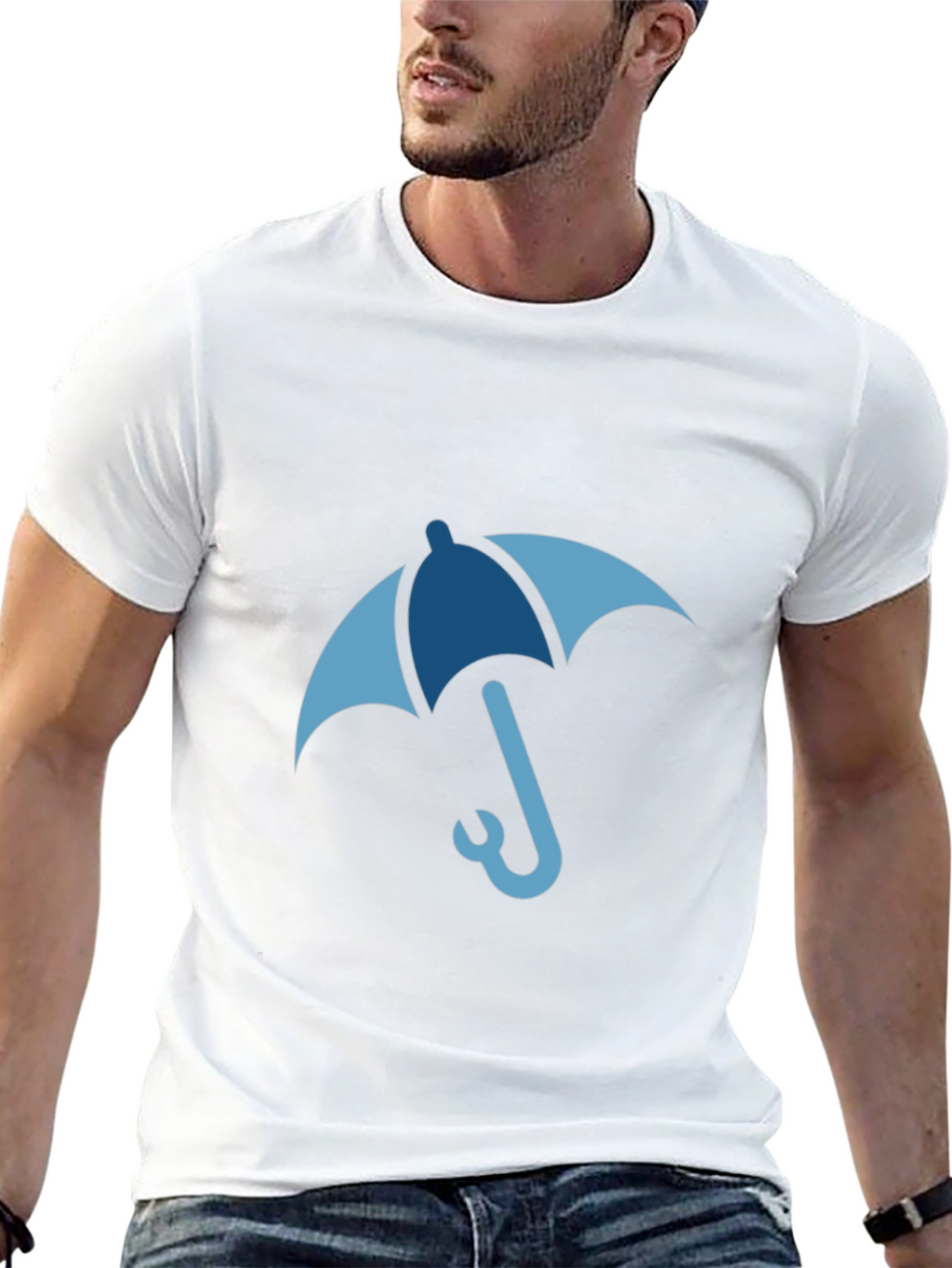 Blue Umbrella Graphic Tee - Stylish & Unique Design