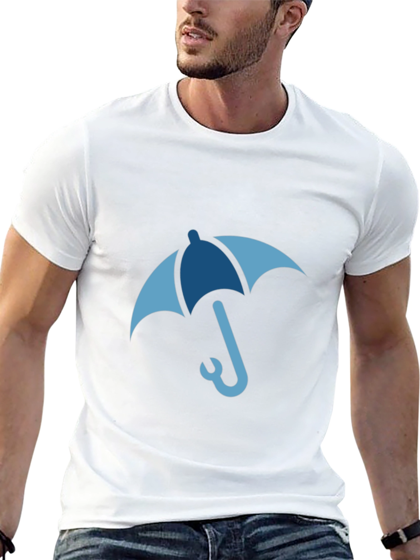Blue Umbrella Graphic Tee - Stylish & Unique Design