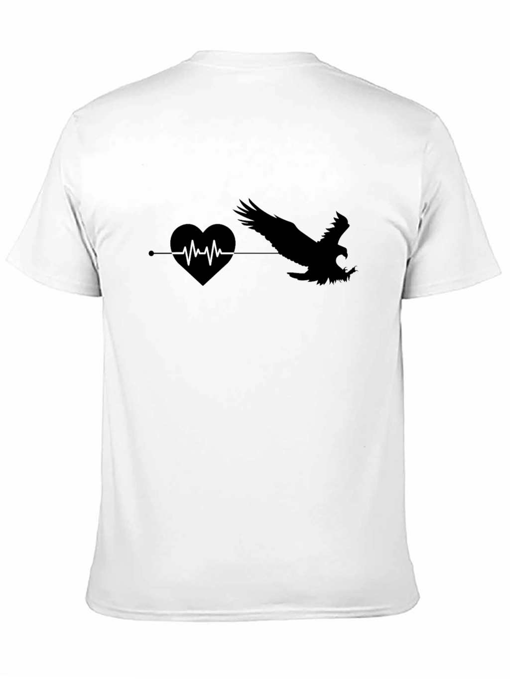 Black T-Shirt with Heartbeat Eagle Graphic