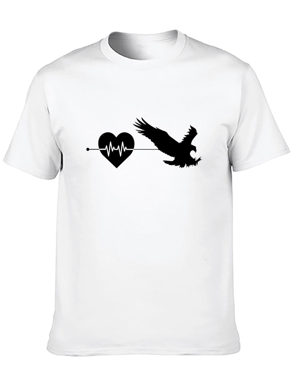 Black T-Shirt with Heartbeat Eagle Graphic