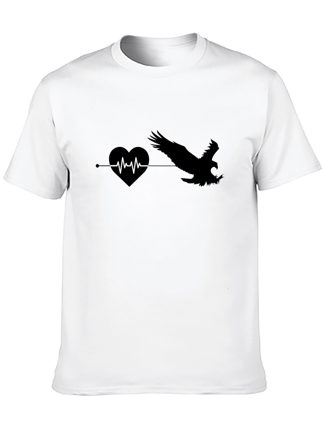 Black T-Shirt with Heartbeat Eagle Graphic