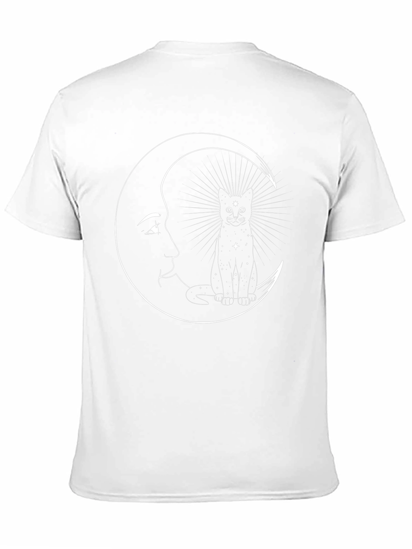 Celestial Cat Moon T-Shirt - Black Graphic Tee