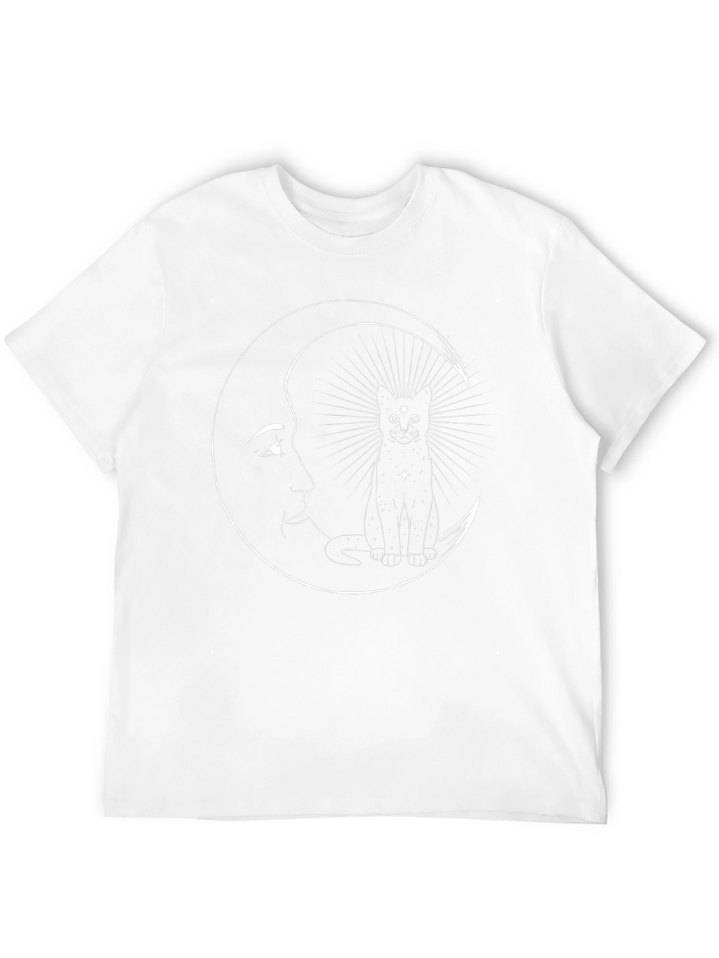 Celestial Cat Moon T-Shirt - Black Graphic Tee