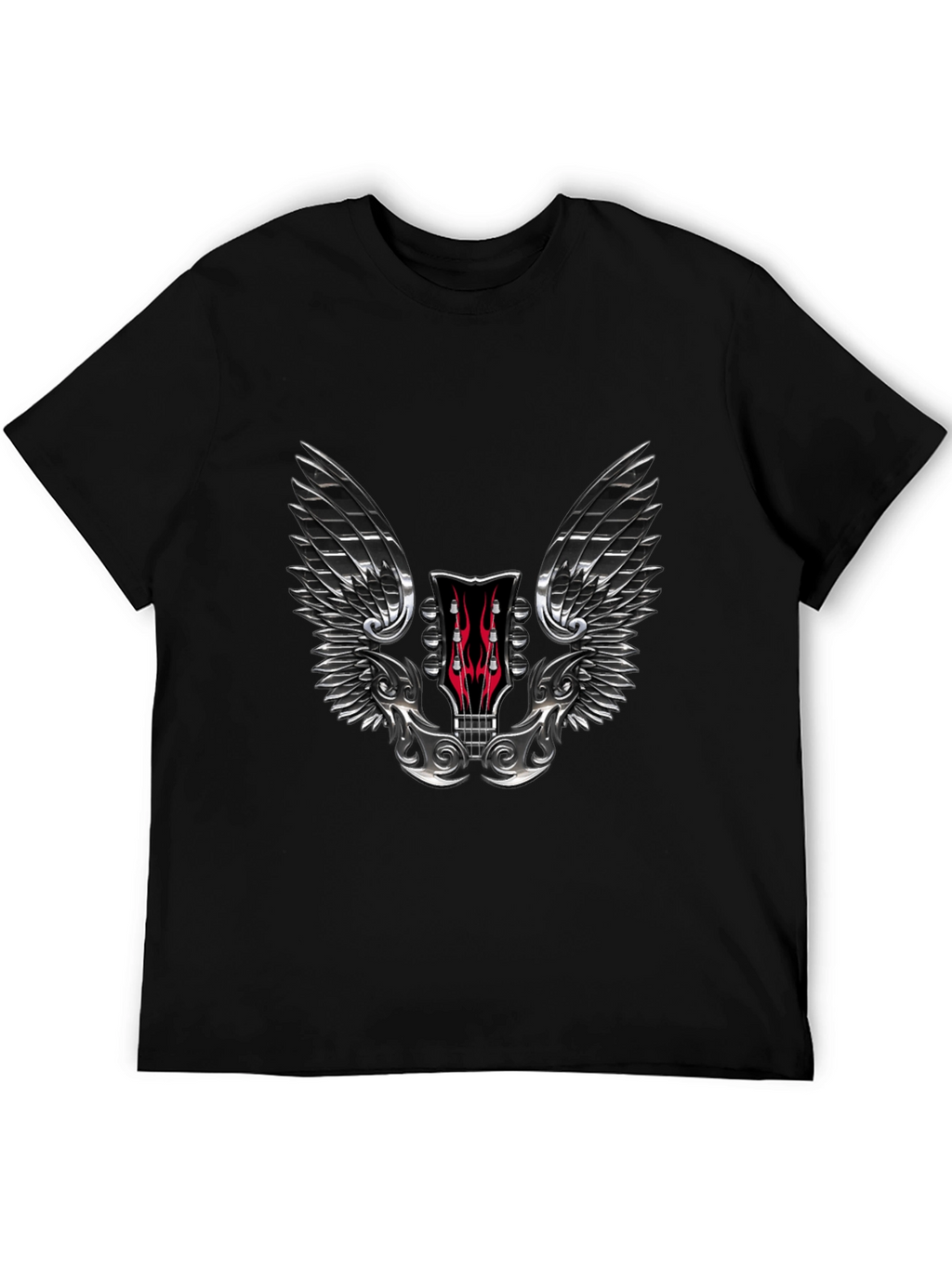 Winged Guitar Headstock Graphic Tee - Rocker Style