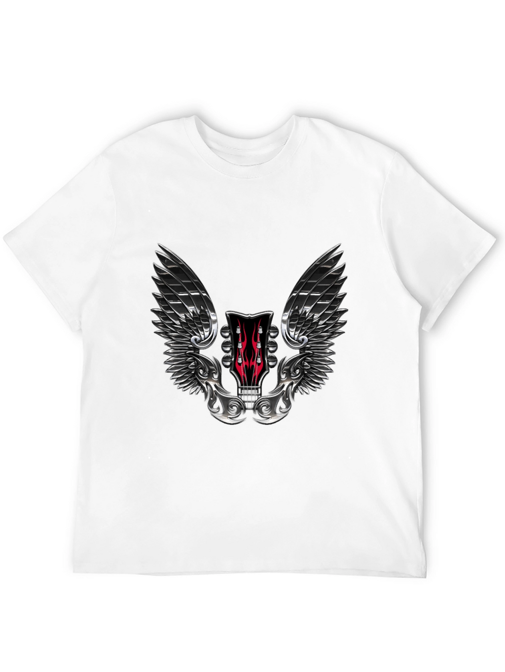 Winged Guitar Headstock Graphic Tee - Rocker Style