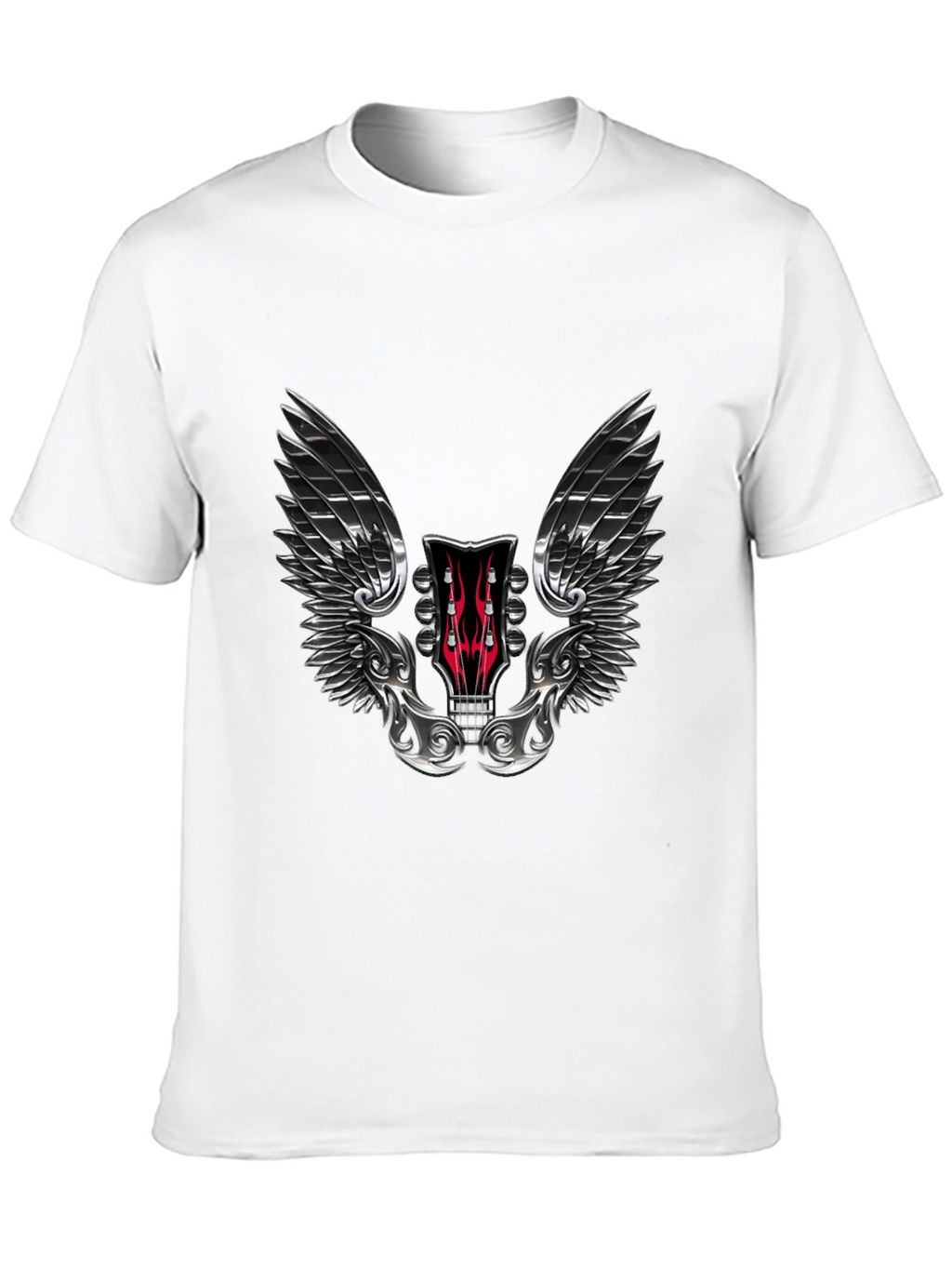 Winged Guitar Headstock Graphic Tee - Rocker Style