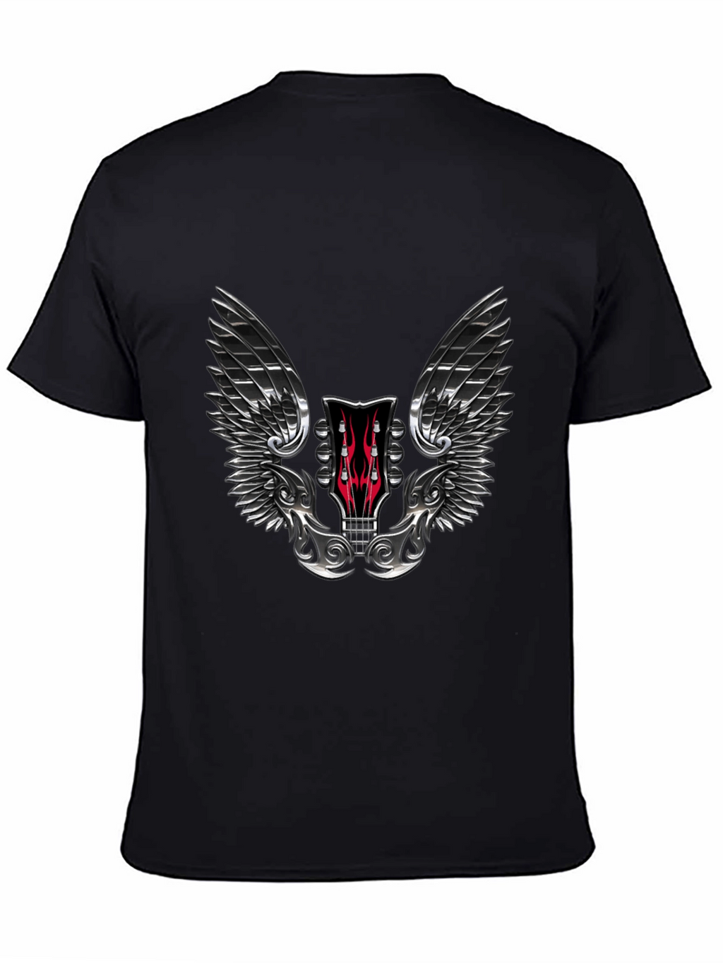 Winged Guitar Headstock Graphic Tee - Rocker Style