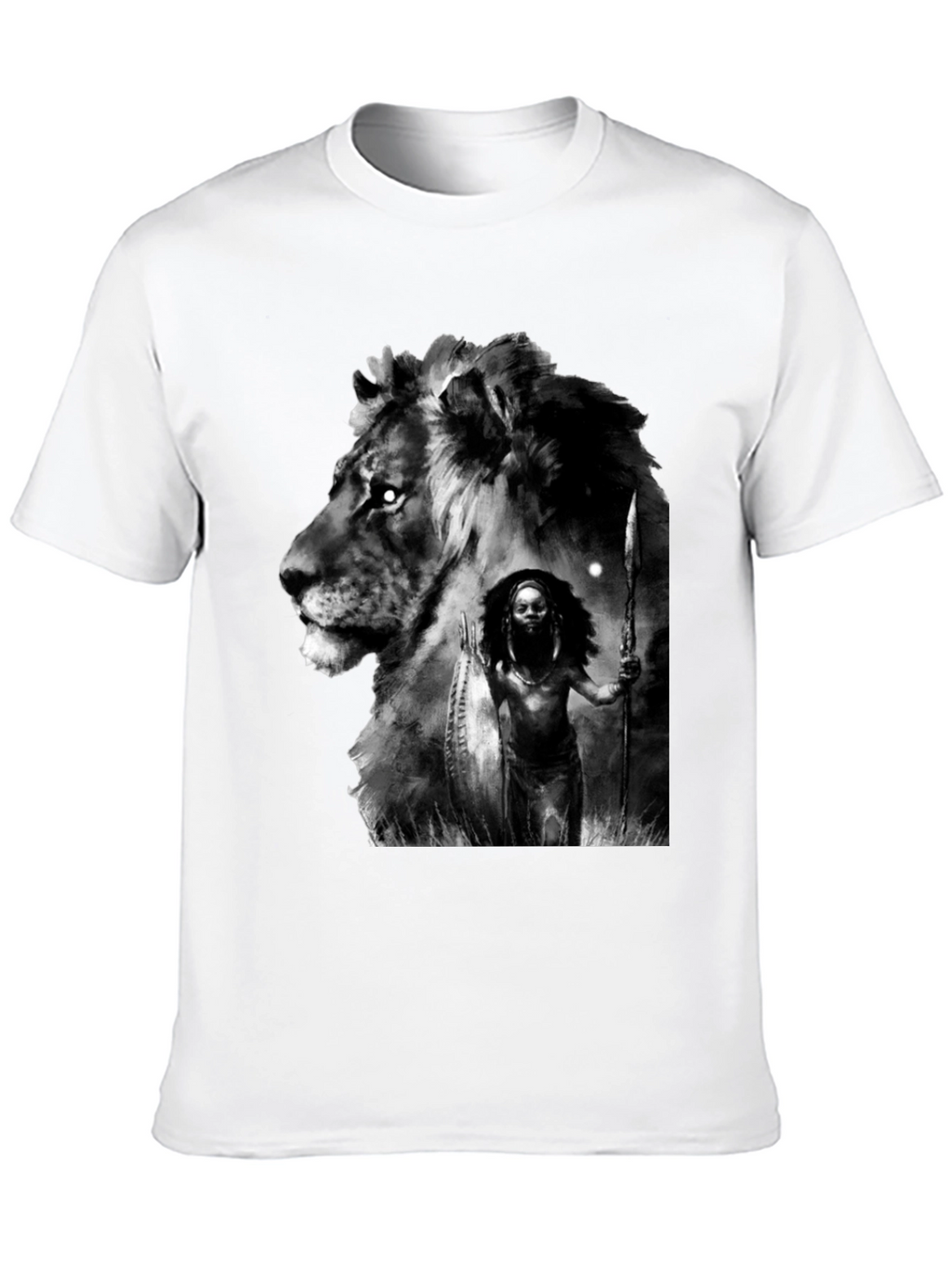 Lion Warrior Graphic Black T-Shirt