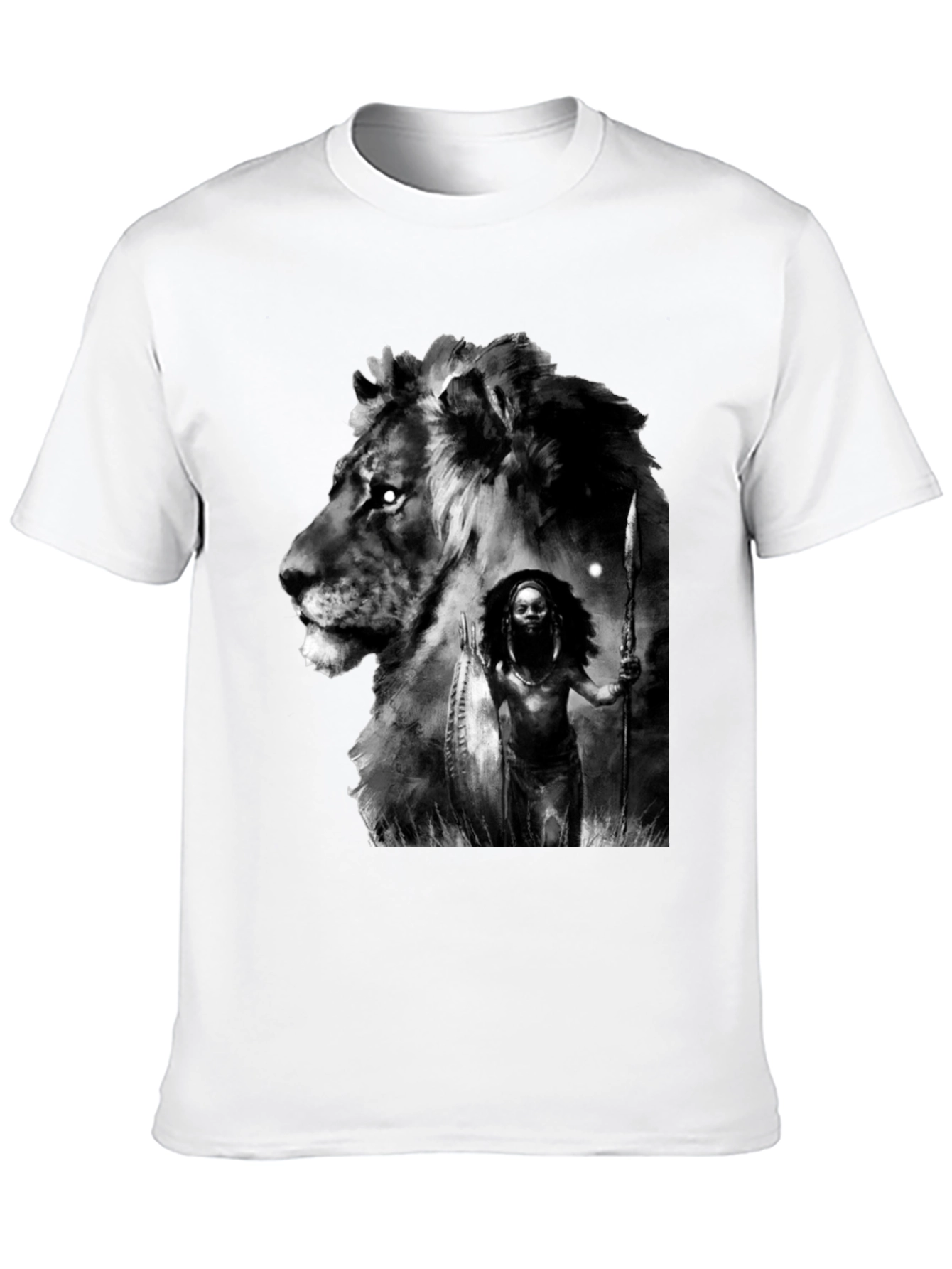 Lion Warrior Graphic Black T-Shirt