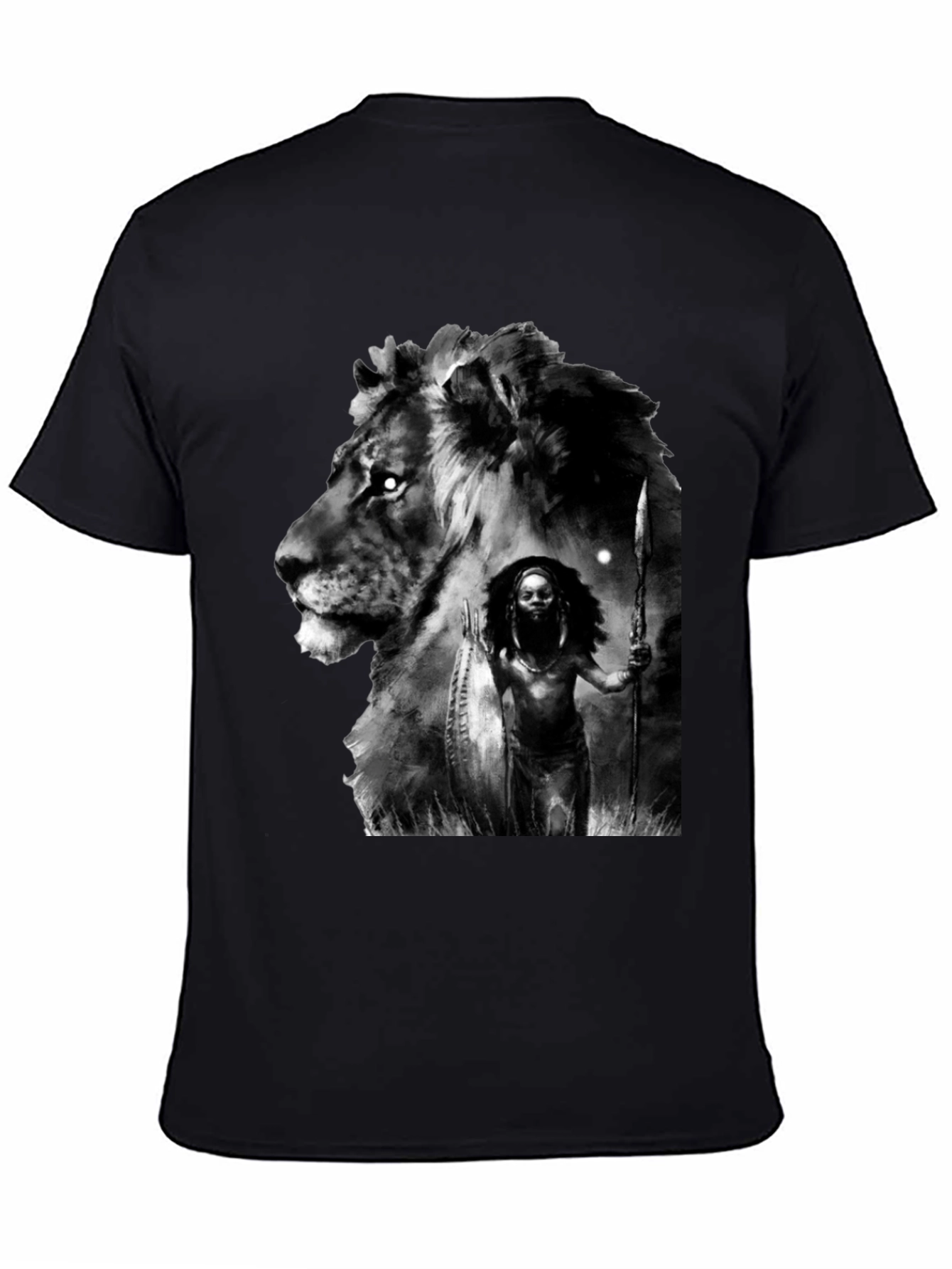 Lion Warrior Graphic Black T-Shirt