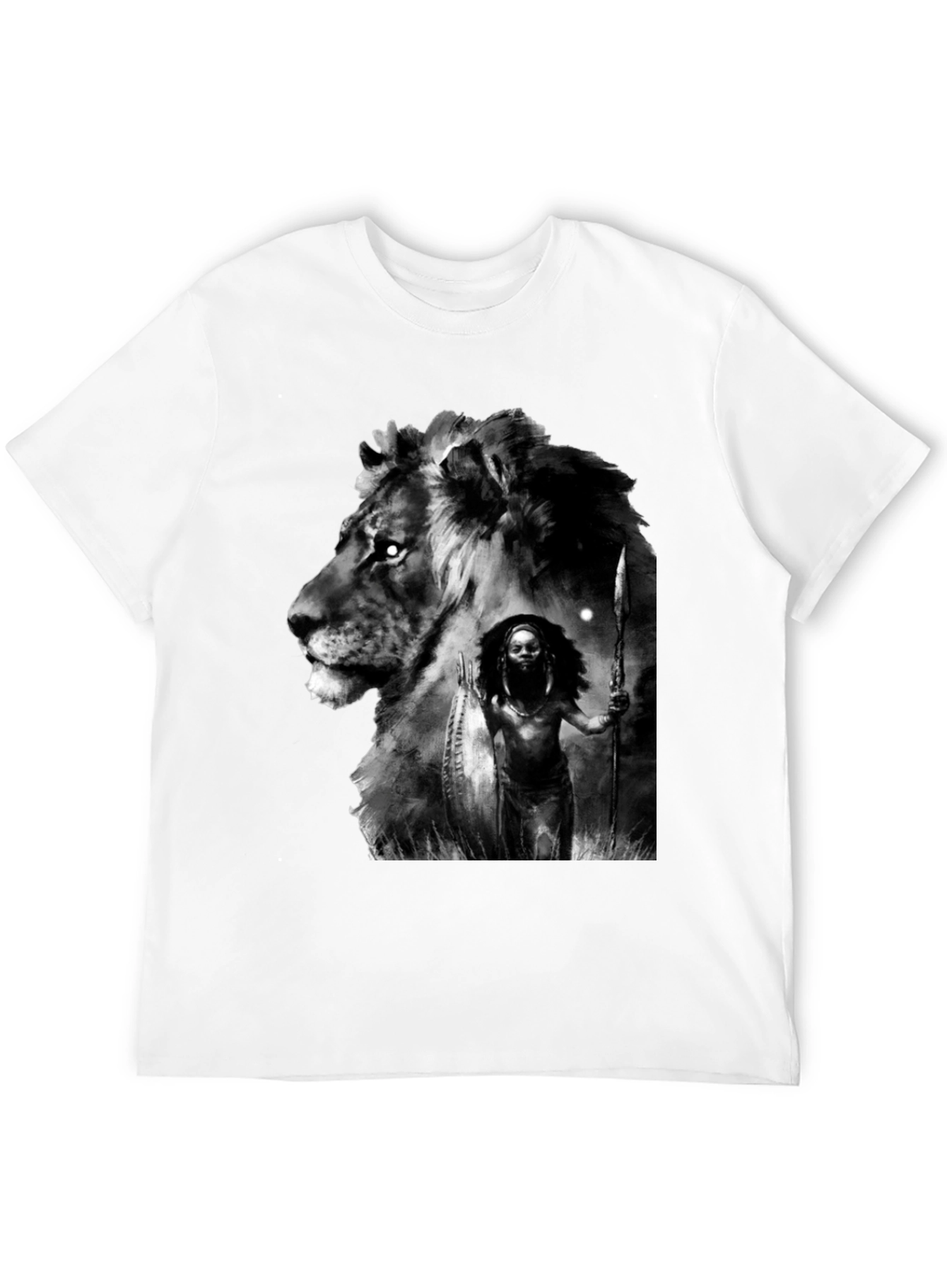 Lion Warrior Graphic Black T-Shirt