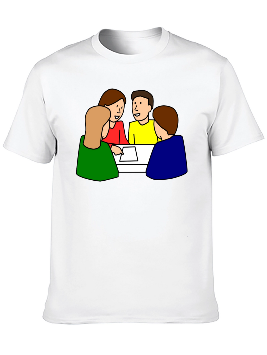 Cartoon People Meeting Black T-Shirt