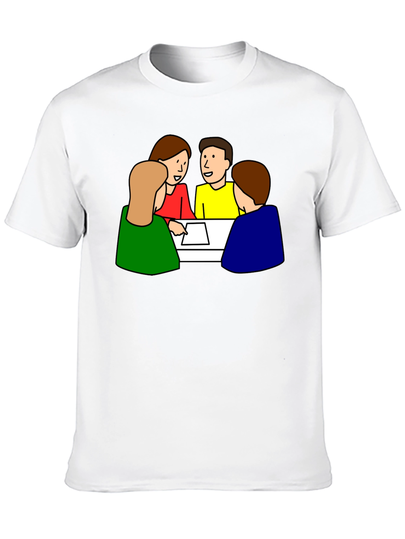 Cartoon People Meeting Black T-Shirt
