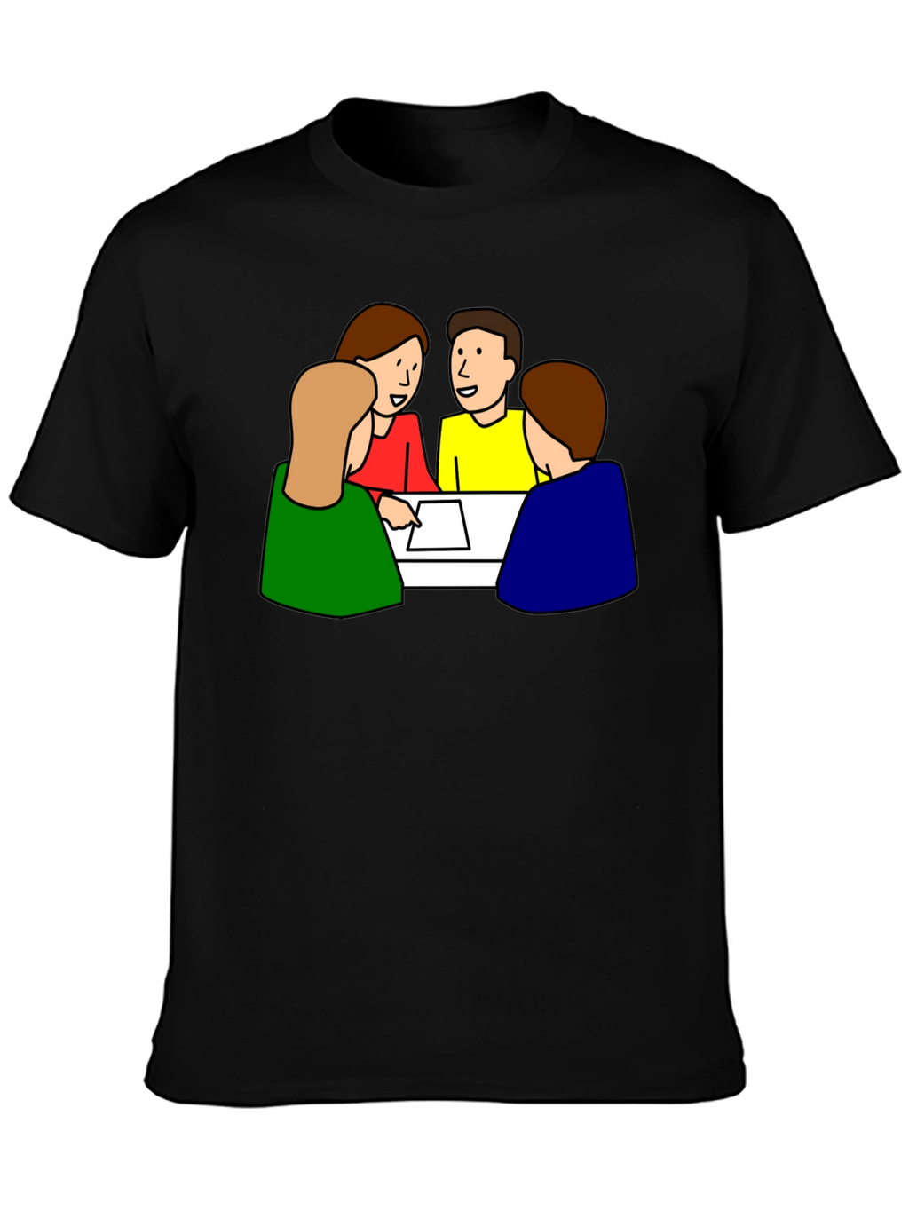 Cartoon People Meeting Black T-Shirt