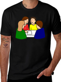 Cartoon People Meeting Black T-Shirt