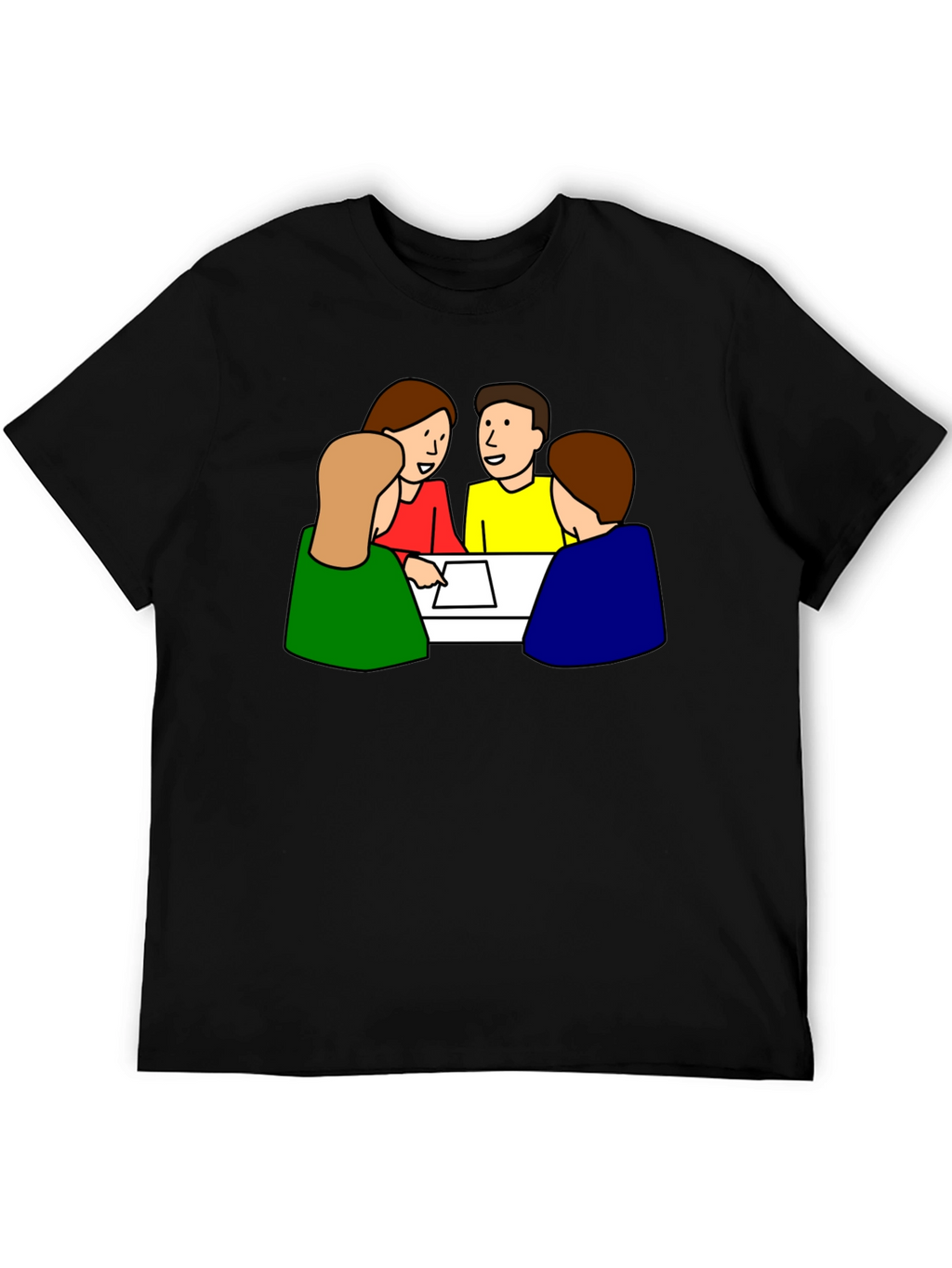 Cartoon People Meeting Black T-Shirt