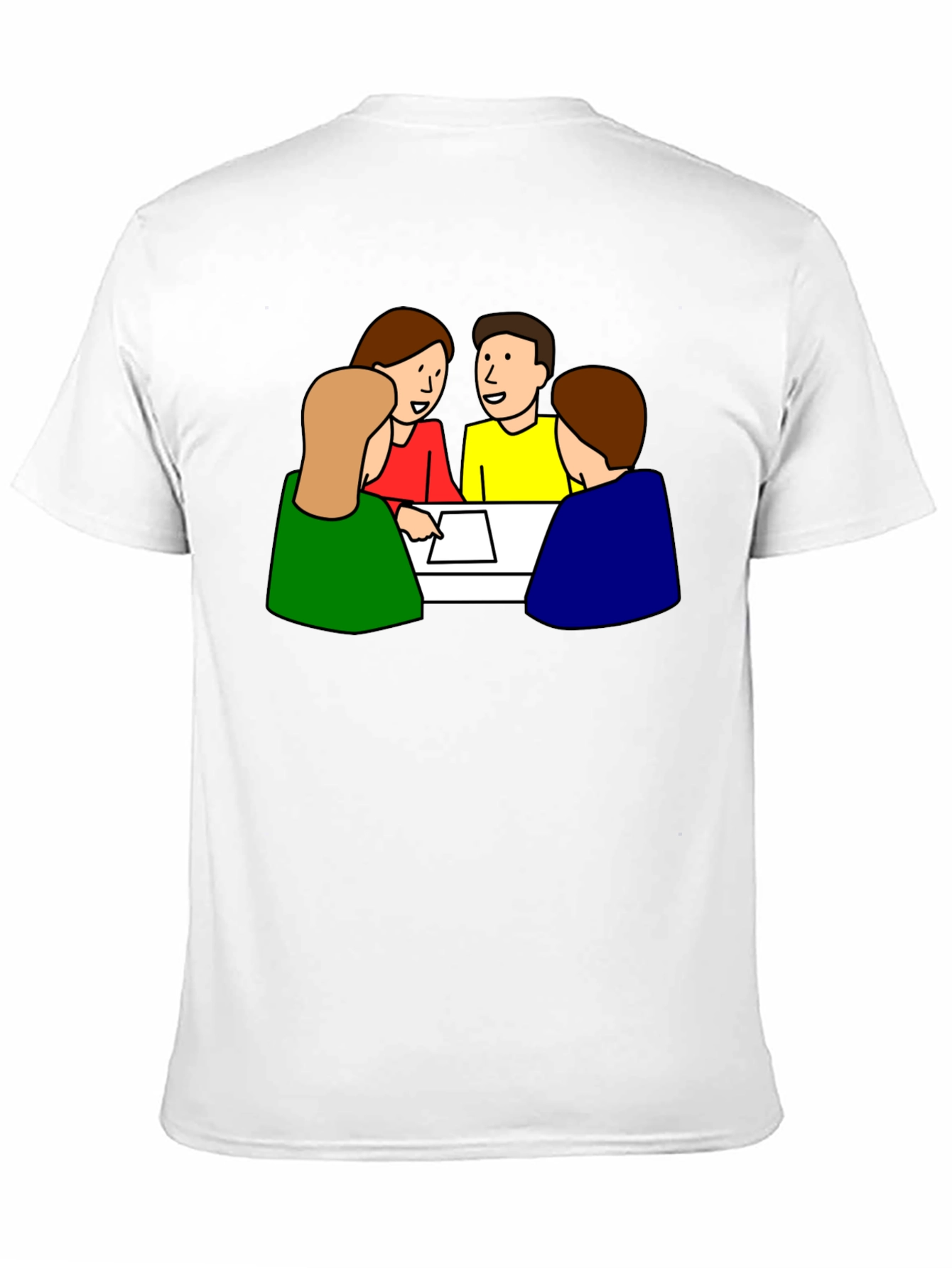 Cartoon People Meeting Black T-Shirt