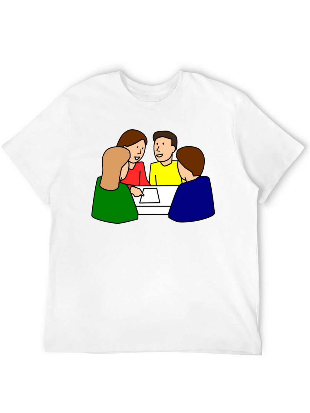 Cartoon People Meeting Black T-Shirt