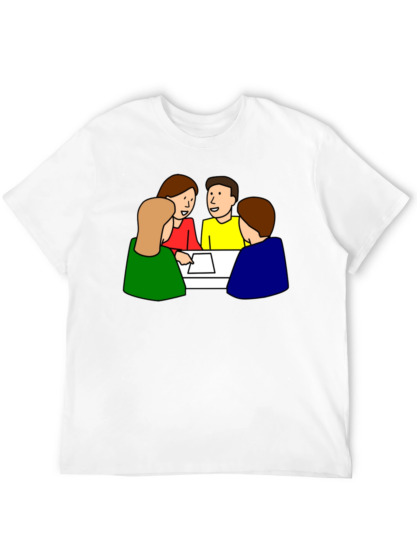 Cartoon People Meeting Black T-Shirt