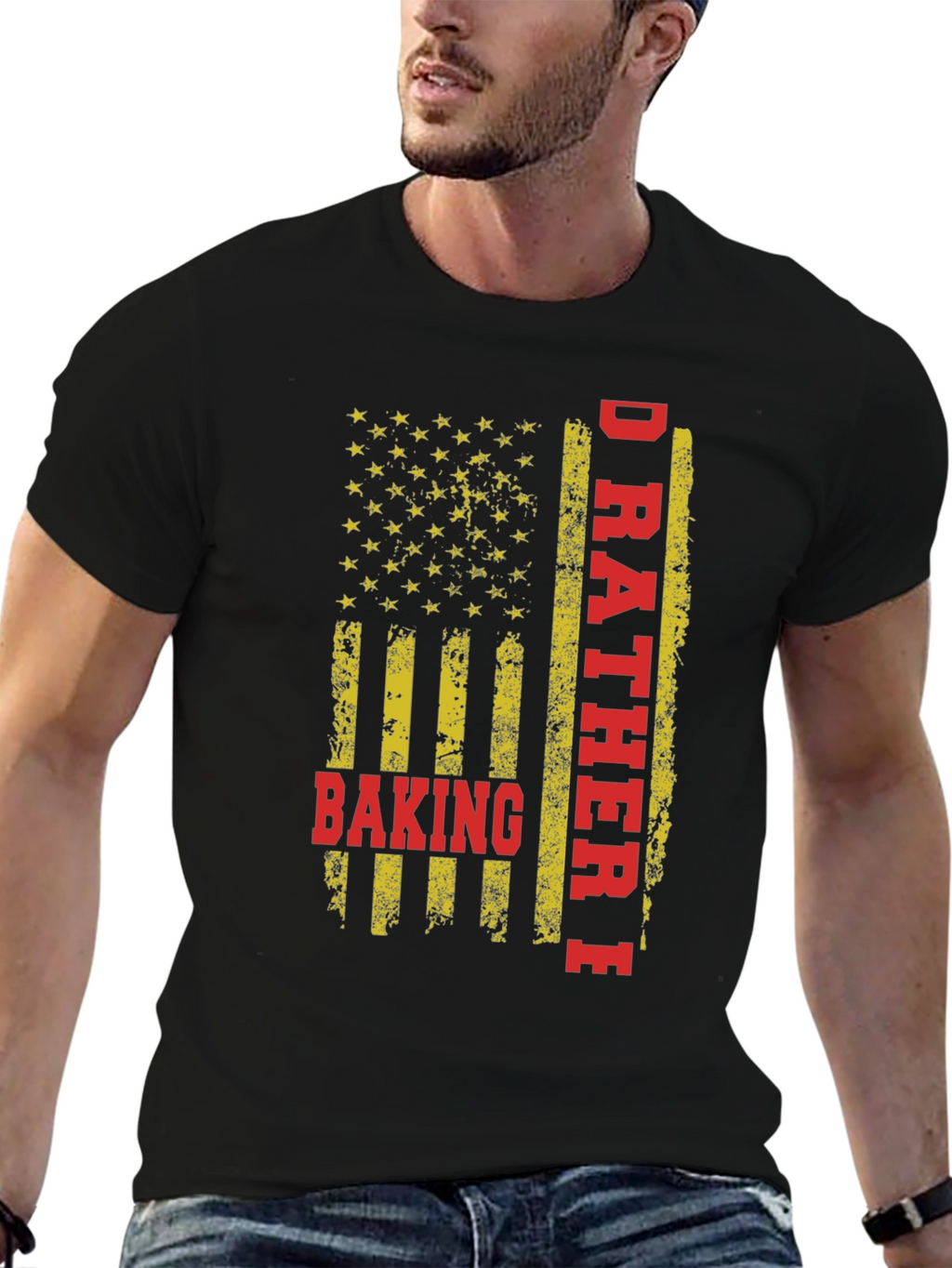 Id Rather Be Baking T-Shirt - American Flag Design